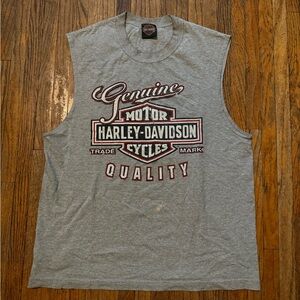 Distressed Harley-Davidson Genuine Motorcycles Gray Tank Top
